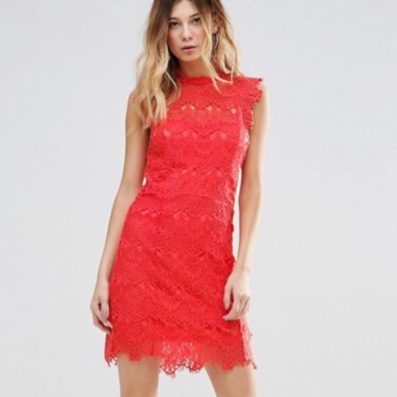 NWT Free People Red Lace Daydream Bodycon Dress - Picture 2 of 8